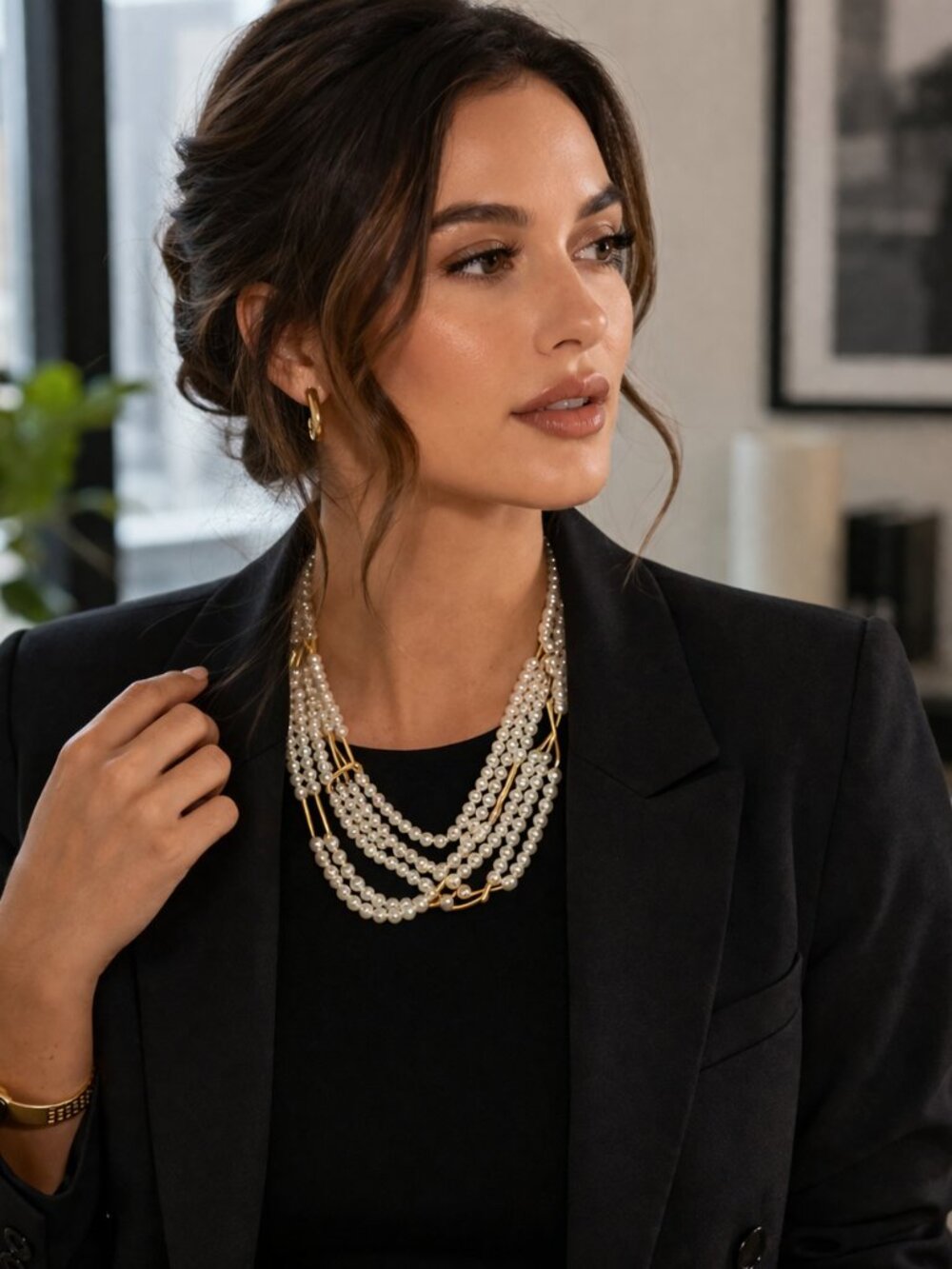Vintage-Inspired Multi-Strand Faux Pearl 10" Statement Necklace